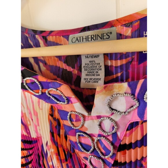 Cahterines Top Womens Size 14/16w Petite Pink Embellished Short Sleeve - Picture 5 of 7